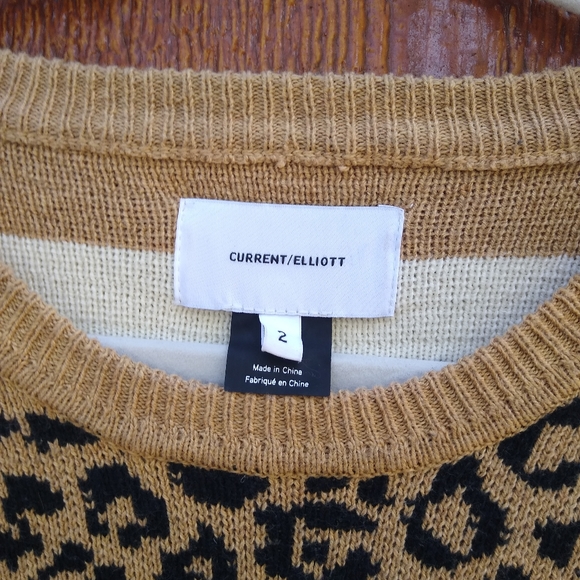 Current/Elliot Duvall Leopard Print Camel Black Wool Cashmere Cotton Sweater 2 - Picture 14 of 16